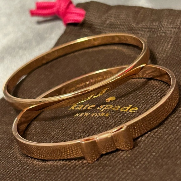 kate spade ♠️ Rose Gold Tone Bangle Bracelet Set - Picture 3 of 14
